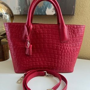 Tous Red Leather Sherton Tote Bag